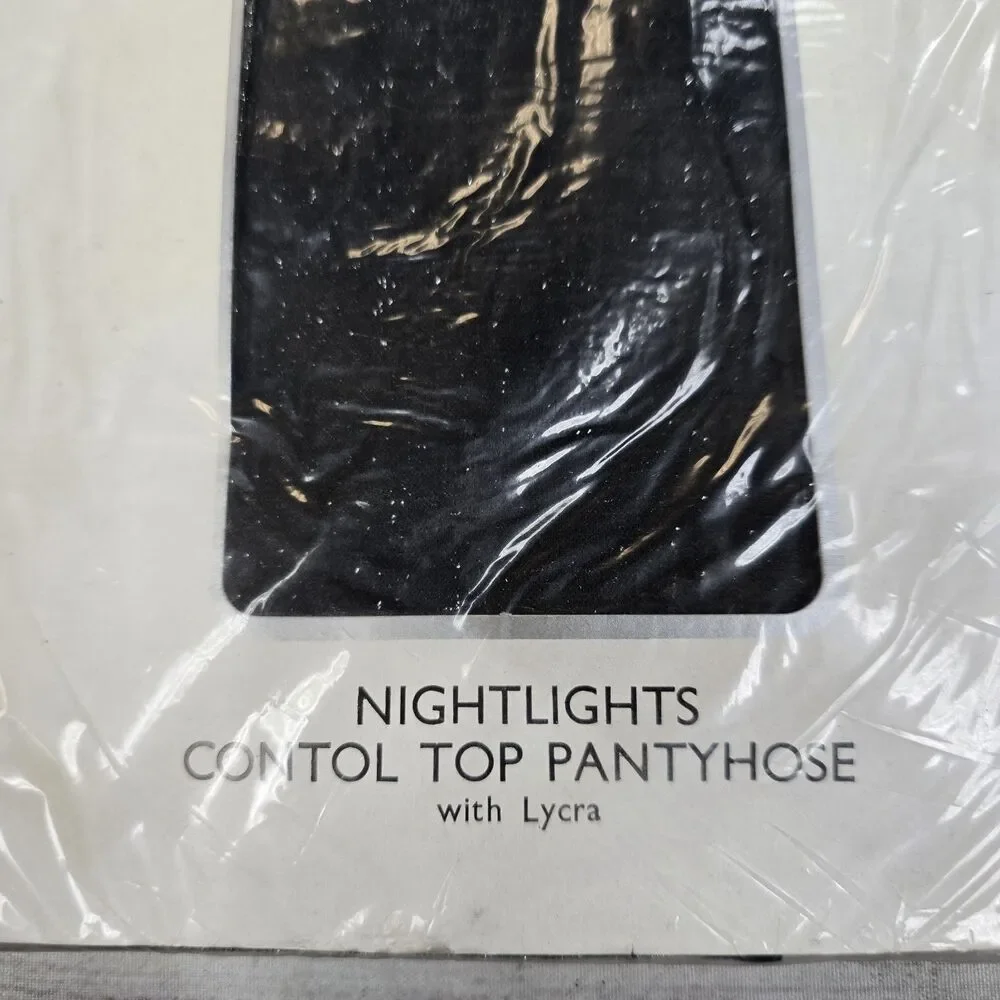 Vintage Nordstrom Nightlights Contol Top Pantyhose Black Size A Nylon Blend NEW